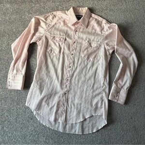Vintage 90's Wrangler Pink Button-Up Cowboy Cut Pearl Snap Men's Medium